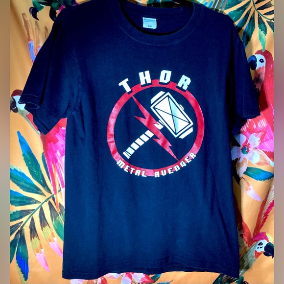 Rare Vintage THOR Metal Avenger Black Concert T-shirt Size S - Picture 3 of 6